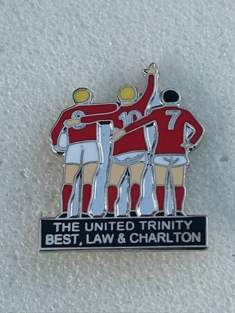 Manchester United Enamel Badge ~ The United Trinity ~ Law, Best & Charlton